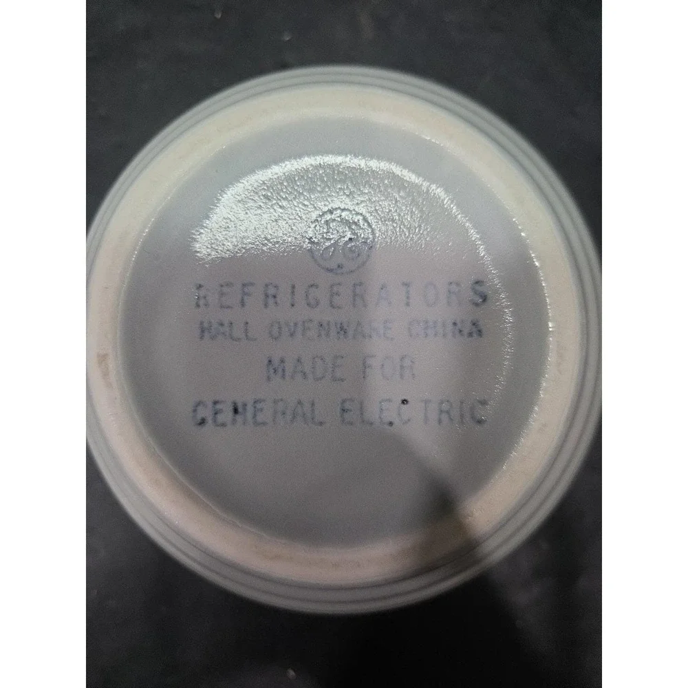 General Electric Refrigerator Bowl, Hall Ovenware Ceramic, Gray‎ & Yellow Decor